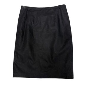 Chadwicks Black Cotton Linen Blend Pencil Skirt Back Zipper Lined - Size 10